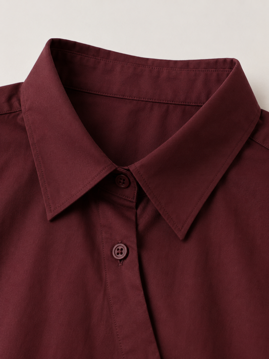 Col classique de la chemise oversize Maya bordeaux NOSSIA