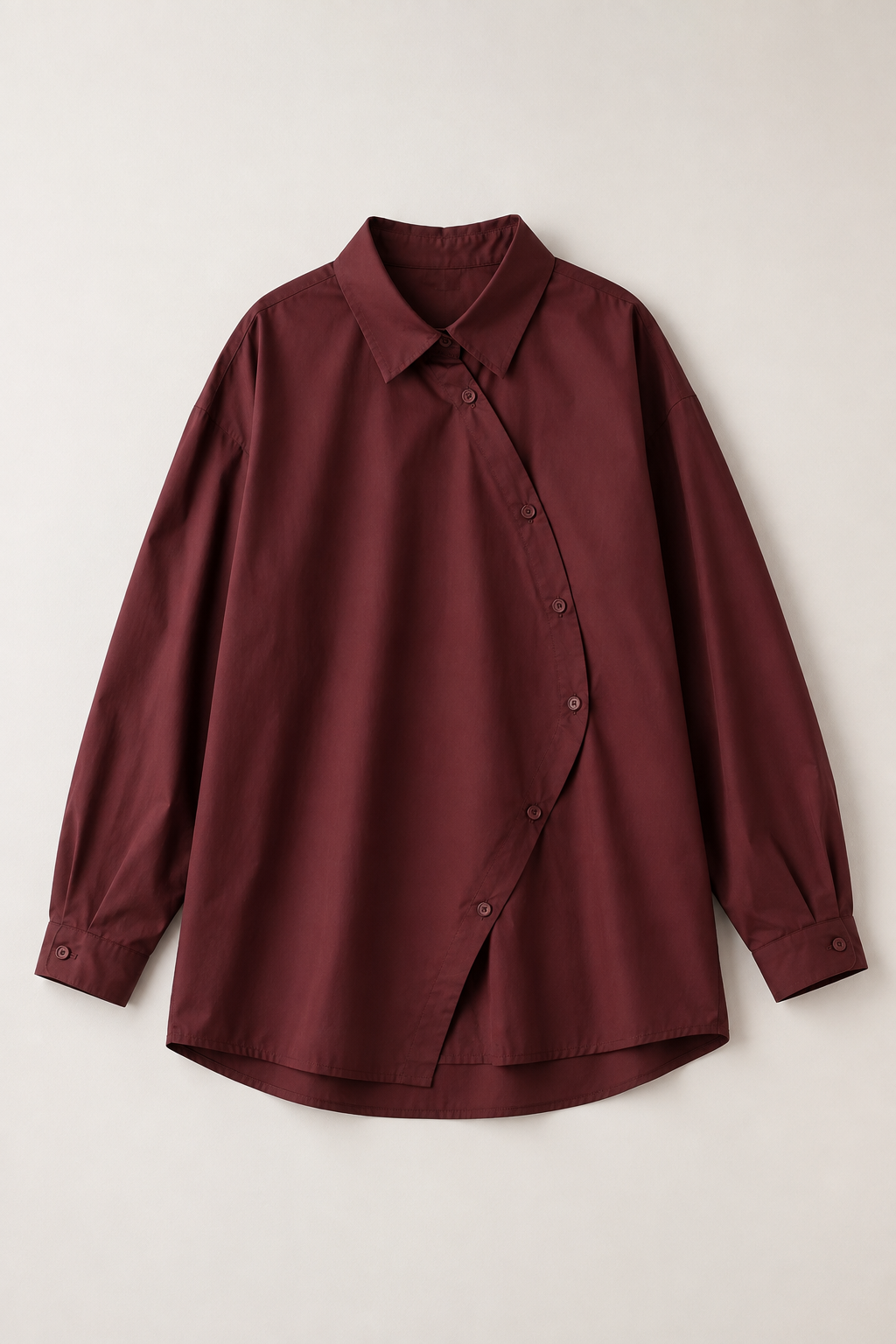 Chemise oversize femme asymétrique Maya bordeaux NOSSIA