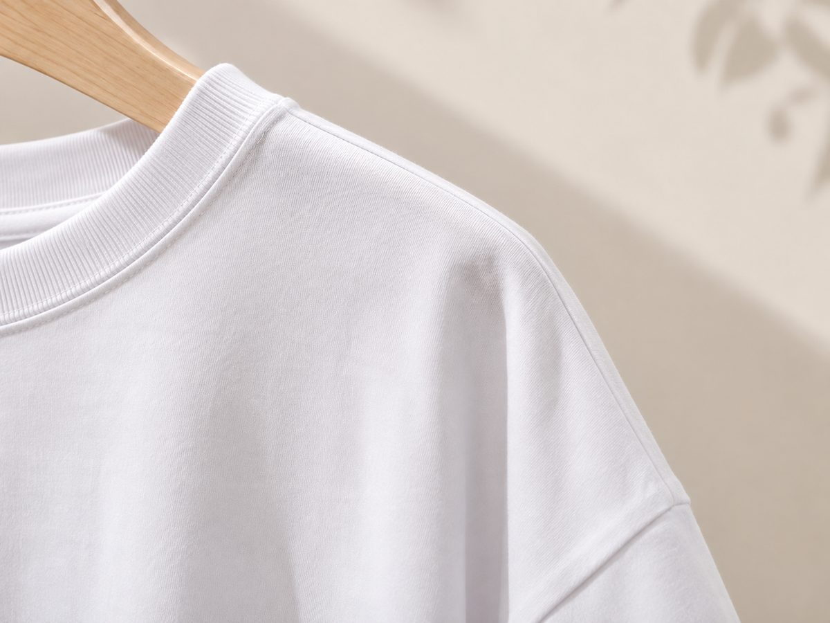 Détail t-shirt manches longues oversize femme Inaya blanc 100 % coton NOSSIA