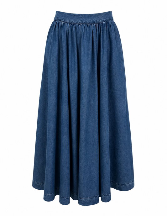 Jupe longue en jean femme Nahla 100 % coton NOSSIA vue produit