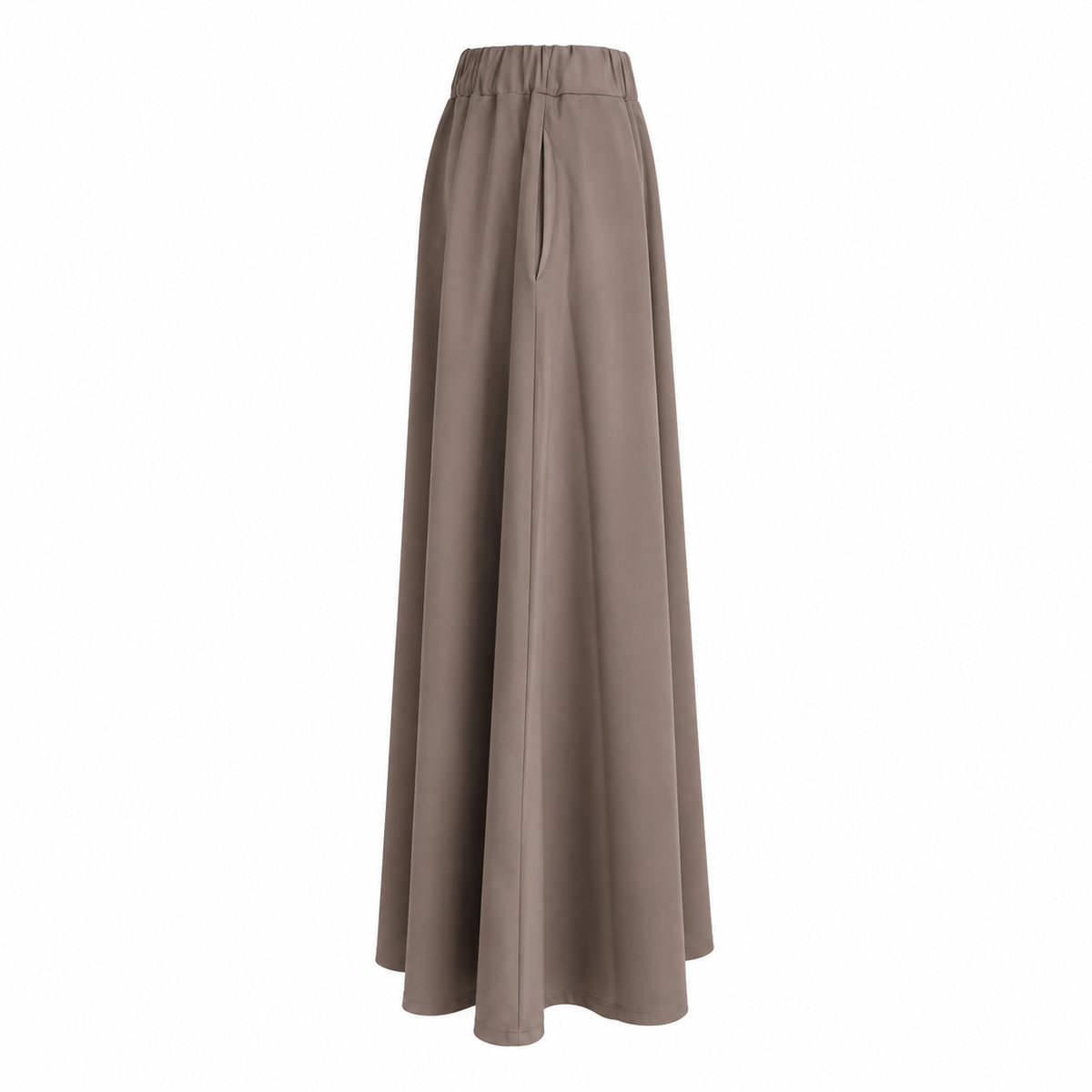 Jupe longue femme Naïma taupe portée NOSSIA