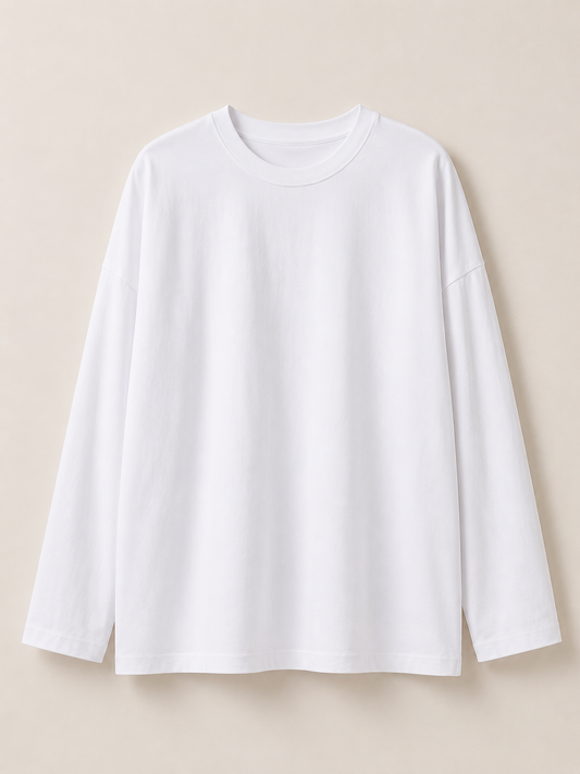 T-shirt manches longues oversize femme blanc Inaya 100 % coton NOSSIA