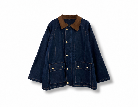 Veste en jean femme Naya denim brut col chocolat NOSSIA vue de face