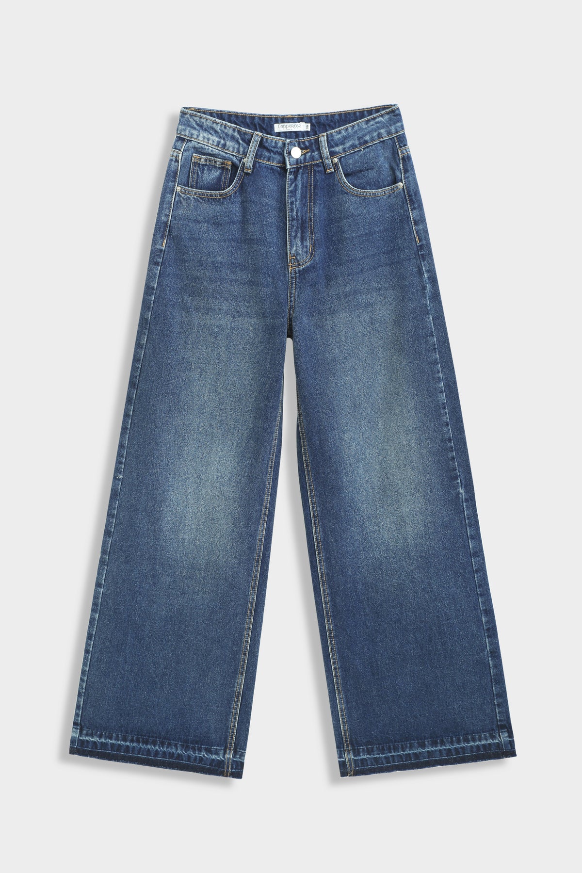 Jean wide leg femme taille haute Naïa denim bleu NOSSIA vue de face