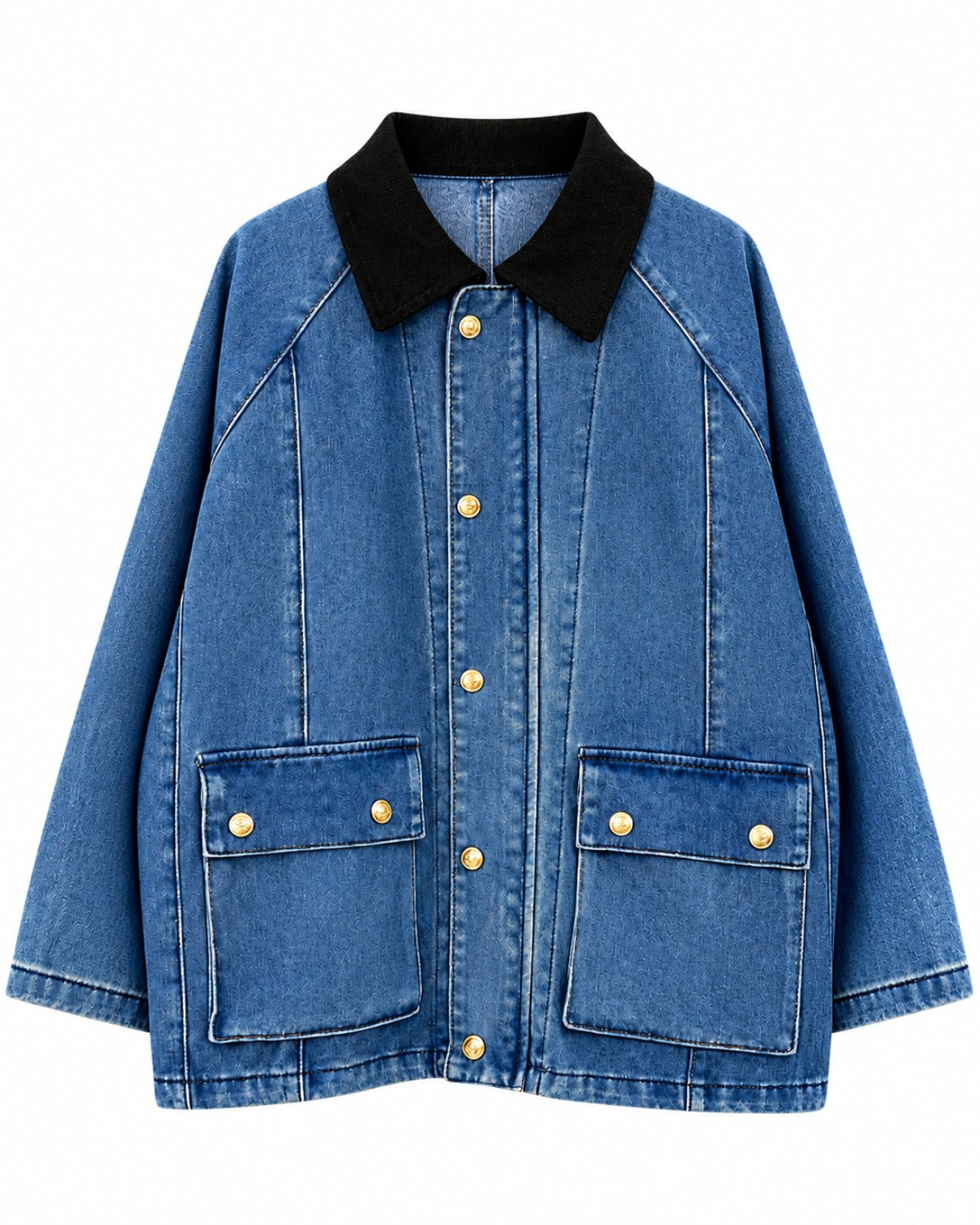 Veste Naya bleu clair avec col noir - vue de face