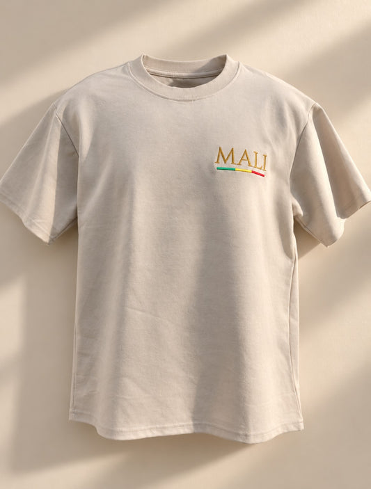 T-shirt oversize Mali beige 100% coton - face